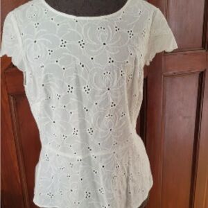 White Eyelet Lace Women's Top